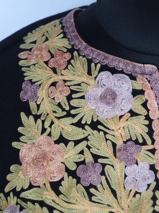 Haneen Kashmiri Pheran in Black Cashmilon with Aari Embroidery - Image 3