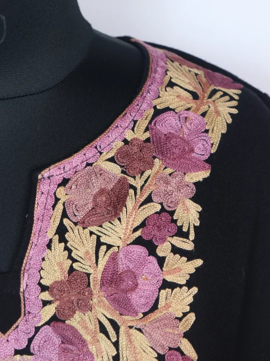 Kashmiri Pheran Suhana in Black Cashmilon with Aari Embroidery - Image 3