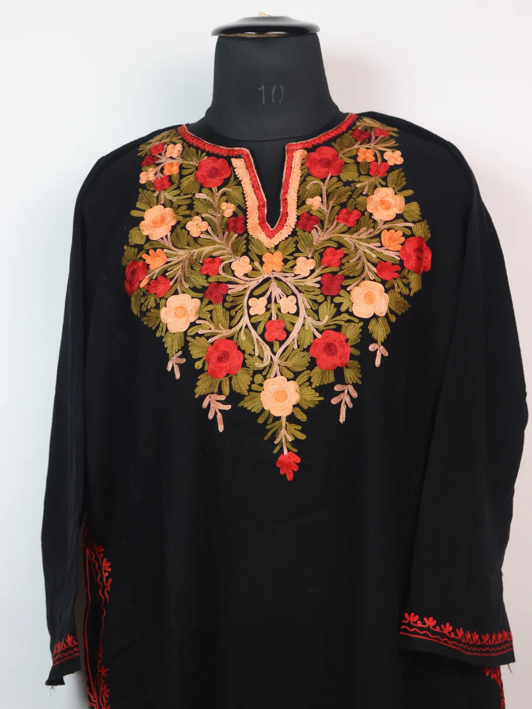 Shumaila Kashmiri Pheran in Black Cashmilon with Aari Embroidery - Image 2