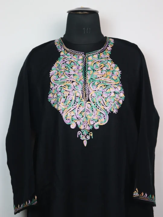 Lubna Kashmiri Pheran Aari Embroidered in Black Cashmilon - Image 2