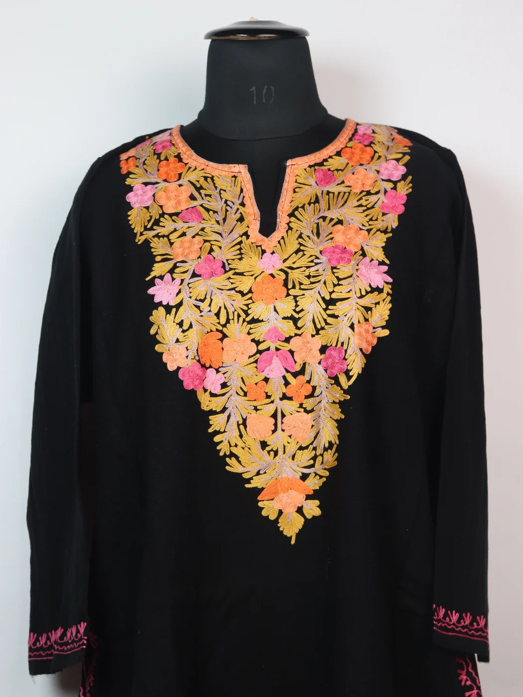 Kashmiri Pheran Maliha in Black Cashmilon with Aari Embroidery - Image 2