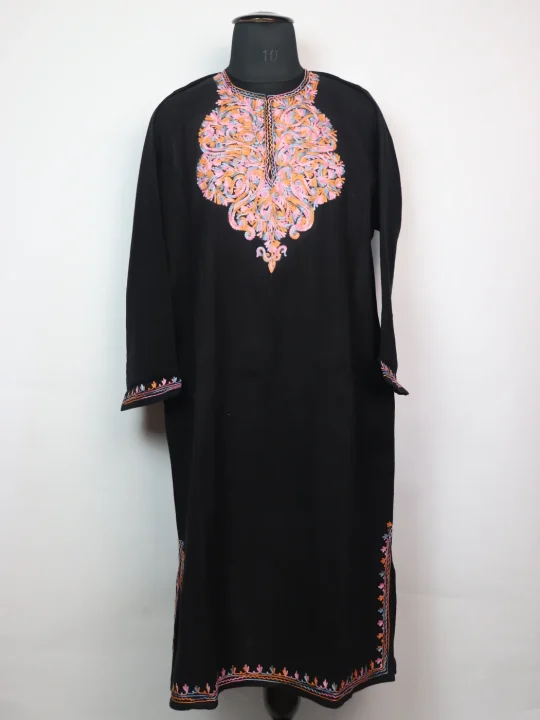 Kashmiri Pheran in Black Cashmilon with Aari Embroidery | Salma