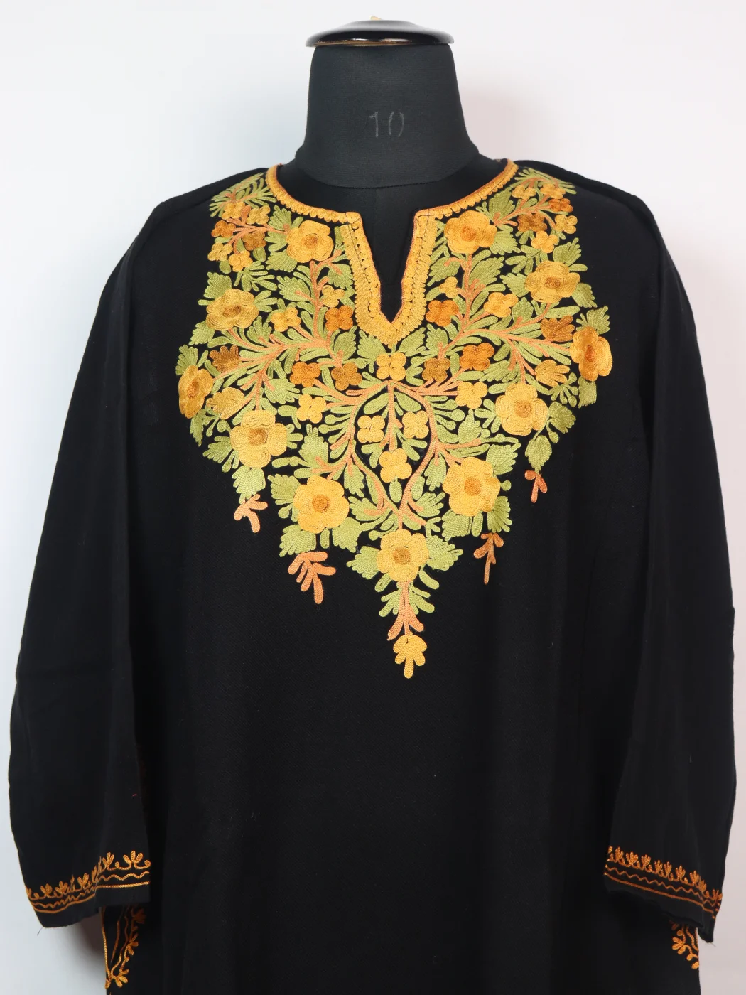 Rafia Kashmiri Pheran with Aari Embroidery in Black Cashmilon - Image 2