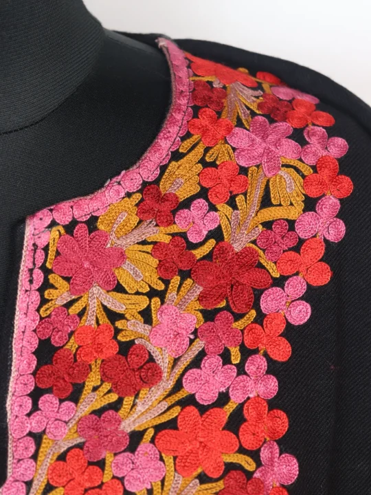 Rameesa Kashmiri Pheran in Black Cashmilon with Aari Embroidery - Image 3