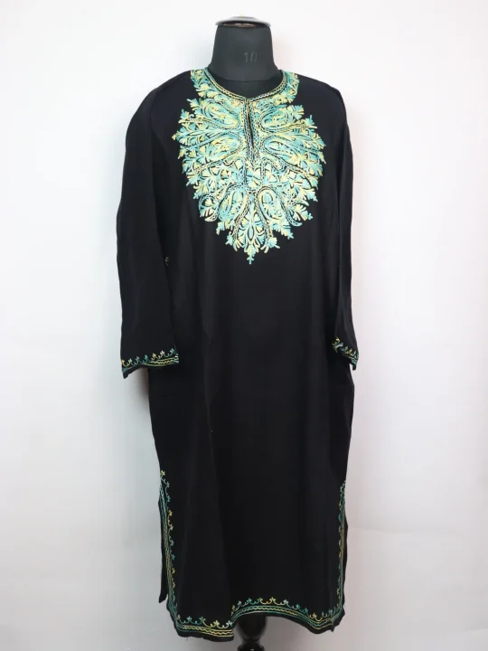 Kashmiri Pheran Afreen in Blue Cashmilon with Aari Embroidery