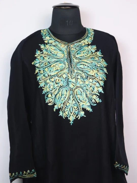 Kashmiri Pheran Afreen in Blue Cashmilon with Aari Embroidery - Image 2