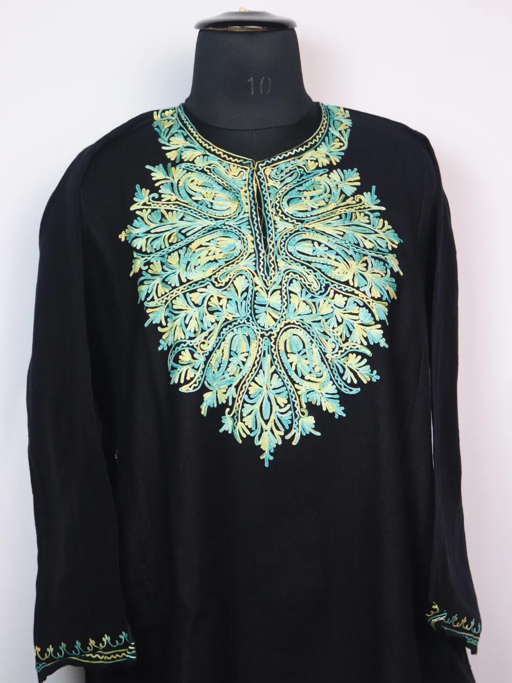Kashmiri Pheran Afreen in Blue Cashmilon with Aari Embroidery - Image 2