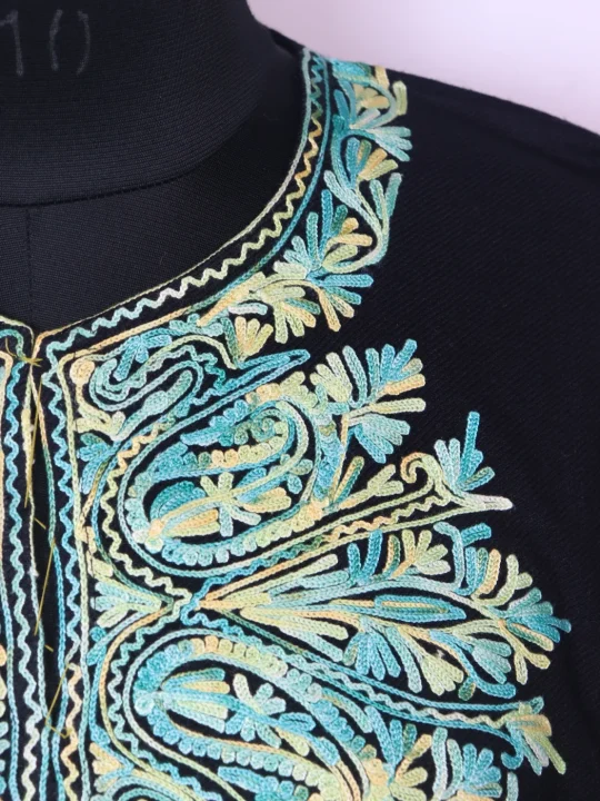 Kashmiri Pheran Afreen in Blue Cashmilon with Aari Embroidery - Image 3