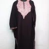Rukhsana Kashmiri Pheran in Cashmilon with Aari Embroidery | Dark Brown