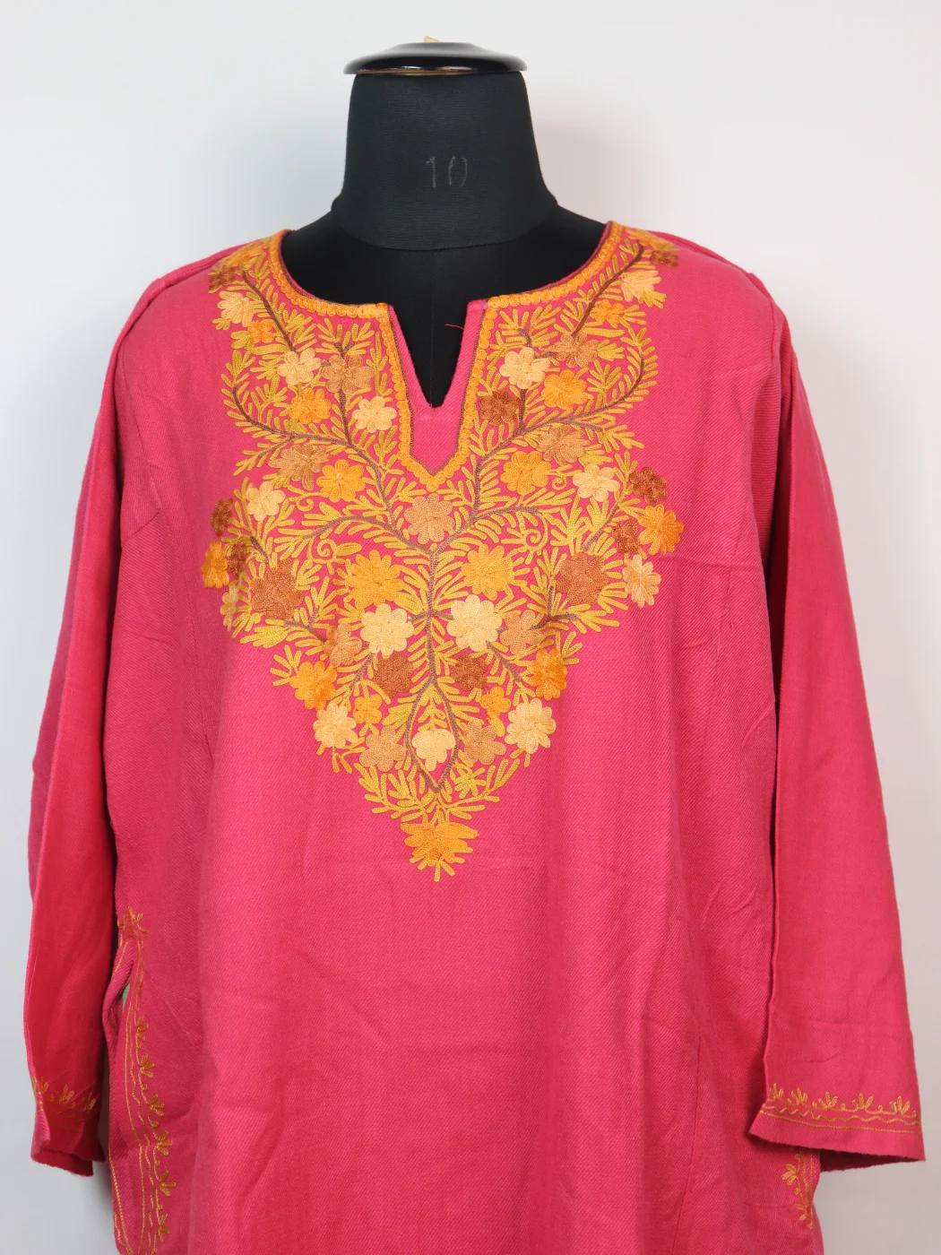 Muneeza Kashmiri Pheran in Pink Cashmilon with Aari Embroidery - Image 2