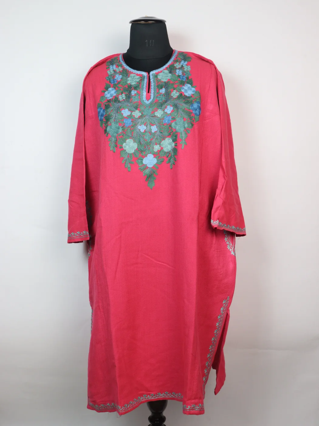 Kashmiri Pheran with Aari Embroidery in Pink Cashmilon | Areej