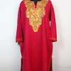 Rani Kashmiri Pheran With Aari Embroidery in Cashmilon | Pink