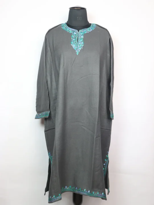 Kashmiri Pheran Saira in Grey Cashmilon with Aari Embroidery
