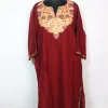 Gulrukh Kashmiri Pheran  with Aari Embroidery in Maroon Cashmilon