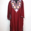 Sayara Kashmiri Pheran in Maroon Cashmilon with Aari Embroidery