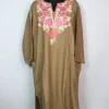 Shamaila Kashmiri Pheran in Beige Cashmilon with Aari Embroidery