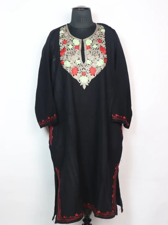 Rafia Kashmiri Pheran with Aari Embroidery in Blue Cashmilon