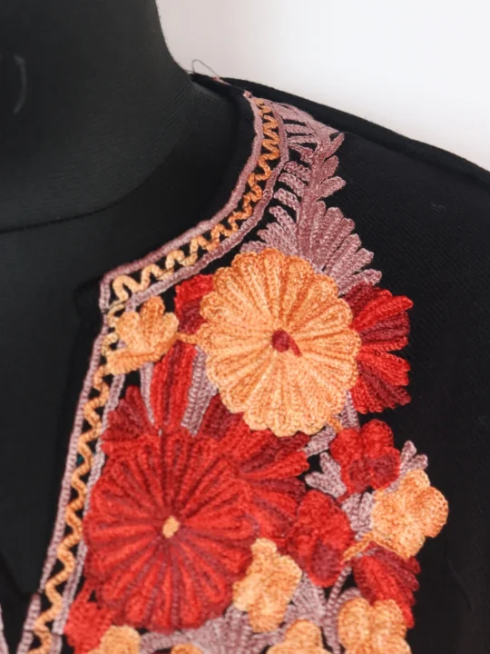 Fauzia Kashmiri Pheran in Black Cashmilon with Aari Embroidery - Image 3