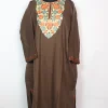 Kashifa Kashmiri Pheran in Brown Cashmilon with Aari Embroidery