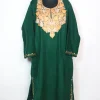 Kashmiri Pheran in Green Cashmilon with Aari Embroidery | Shagufta