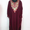 Naghma Kashmiri Pheran in Maroon Cashmilon with Aari Embroidery