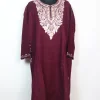 Dilara Kashmiri Pheran with Aari Embroidery in Cashmilon | Maroon