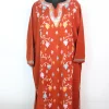 Kashmiri Designer Pheran Haniya in Cashmilon with Front Jaal Aari Embroidery | Rust