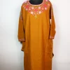 Tanzeela Kashmiri Designer Pheran with Front Back Aari Embroidery in Mustard Cashmilon