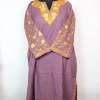 Nashwa Kashmiri Designer Pheran in Cashmilon with Aari Embroidery Sleeve Jaal Work | Purple