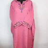Sahiba Kashmiri Designer Pheran with Aari Embroidery Sleeve Border Work in Pink Cashmilon
