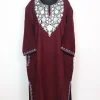Maroon Kashmiri Pheran in Cashmilon With Aari Work Mubashira