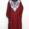 Rumana Kashmiri Pheran in Maroon Cashmilon With Aari Work
