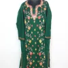 Hoor Designer Kashmiri Pheran in Green Cashmilon With Front Jaal Aari Embroidery