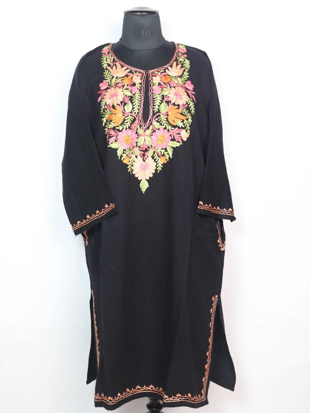 Kashmiri Pheran in Black Cashmilon With Aari Work Iffat