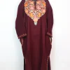 Kashmiri Pheran Areej in Cashmilon With Aari Work | Maroon