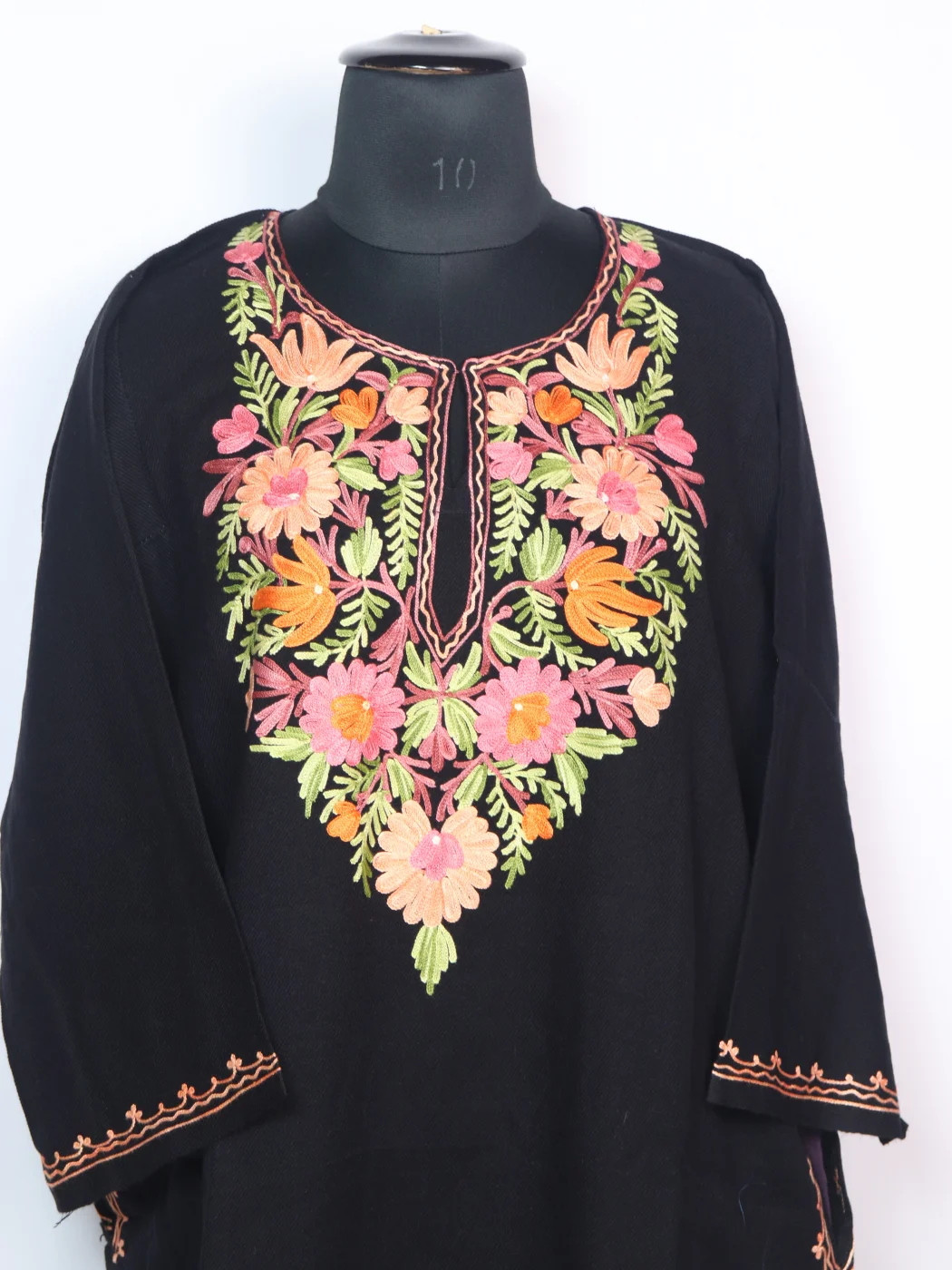 Kashmiri Pheran in Black Cashmilon With Aari Work Iffat - Image 2