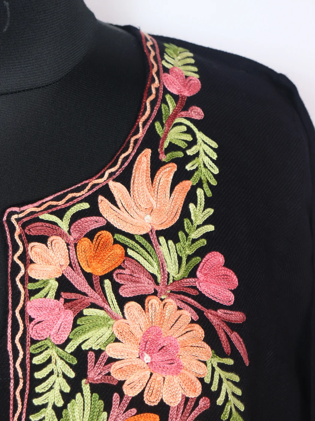 Kashmiri Pheran in Black Cashmilon With Aari Work Iffat - Image 3