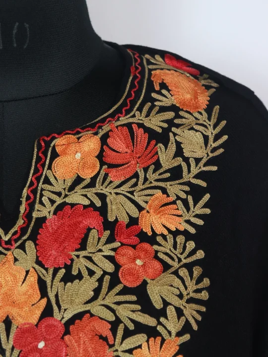 Bazila Kashmiri Pheran Black Cashmilon With Aari Embroidery - Image 3