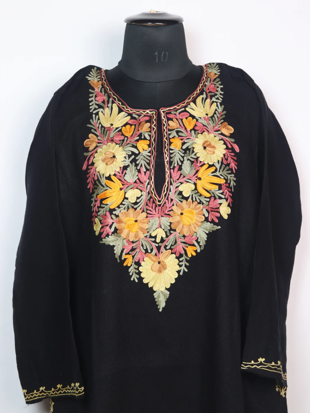 Fahmida Kashmiri Pheran in Black Cashmilon With Aari Work - Image 2