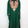 Green Kashmiri Pheran in Cashmilon With Aari Work Aabida