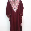 Tabassum Kashmiri Pheran in Maroon Cashmilon With Aari Work