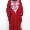 Kashmiri Pheran in Red Cashmilon With Aari Work Nighat
