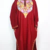 Red Kashmiri Pheran in Cashmilon With Aari Work Aqeela
