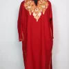 Kashmiri Pheran Red Cashmilon With Aari Embroidery | Bazila