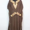 Designer Kashmiri Pheran Beige Cashmilon With Sleeve Border Aari Embroidery | Haneen