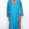 Rooh Kashmiri Pheran In Blue Cashmilon With Aari Embroidery and Side Panel Work | Designer