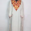 White Kashmiri Pheran in Cashmilon With Aari Work Hiba