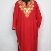 Kashmiri Pheran With Aari Embroidery In Pink Cashmilon | Bazila