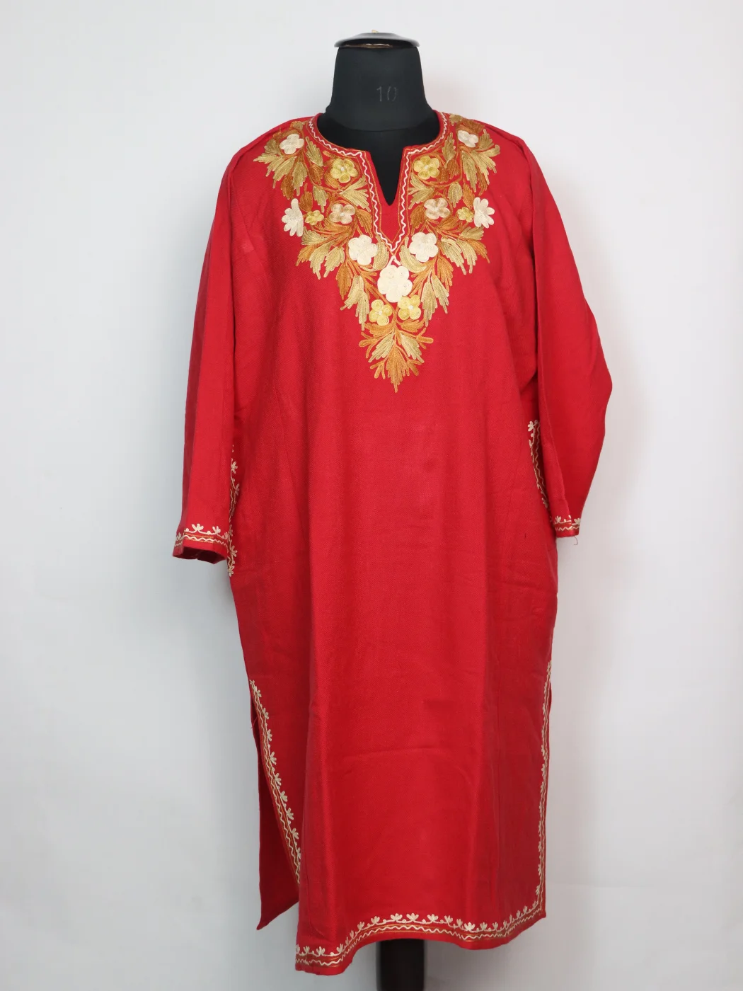 Kashmiri Pheran With Aari Embroidery In Pink Cashmilon | Bazila