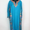 Blue Kashmiri Pheran With Side Panel Aari Embroidery in  Cashmilon | Sahira
